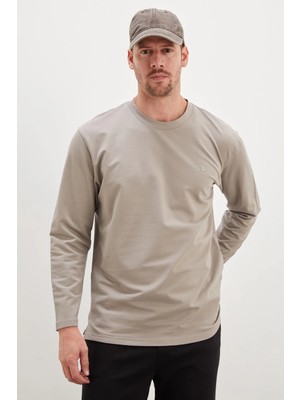 FullaModa Baskılı Bisiklet Yaka Sweatshirt