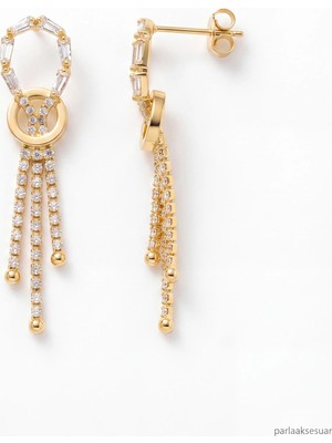 Parla 18K Altın Kaplama Zirkon Taşlı Küpe – Model Kp-17