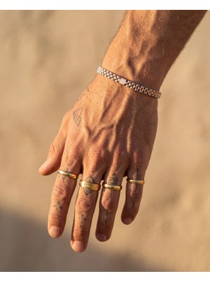 Parla Beşli Halka Bileklik – 316L Çelik 14K Altın Kaplama Unisex