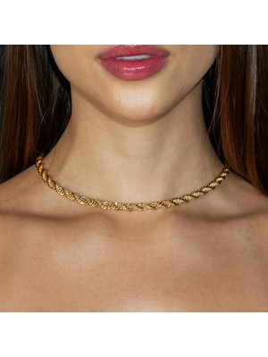 Parla Kadın Halat Kolye Solid Çelik 14K Altın Kaplama 55 cm