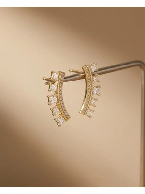 Parla 18K Altın Kaplama Zirkon Taşlı Küpe – Model Kp-48
