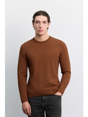 AVVA Erkek Kiremit Bisiklet Yaka Rayon Karışımlı Regular Fit Kazak B005026