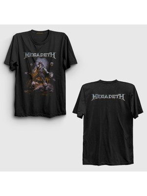Presmono  Siyah Cyber Army V2 Megadeth Sırt Baskılı T-Shirt