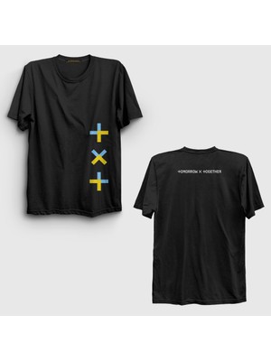 Presmono Unisex Siyah Logo Tomorrow x Together Txt Sırt Baskılı T-Shirt