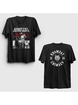 Presmono Unisex Siyah Dog Ufc Mma Güreş Khamzat Chimaev Sırt Baskılı T-Shirt