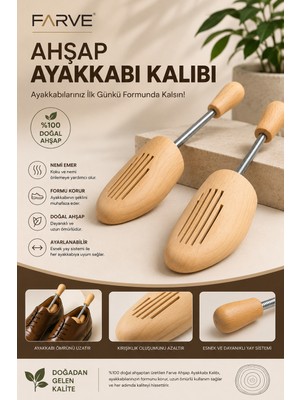Farve Ahşap Ayakkabı Kalıbı – Yaylı Ayakkabı Şekillendirici ve Koku Önleyici