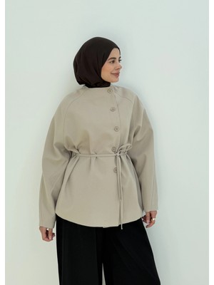 Moda Aksa 7788 Bağcıklı Dik Yk Ceket Taş