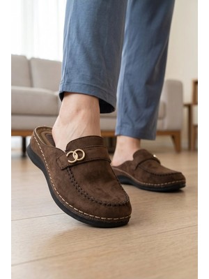 Slipcat Kadın, Süet Görünümlü, Metal Tokalı, Günlük, Casual, Konfor Terlik