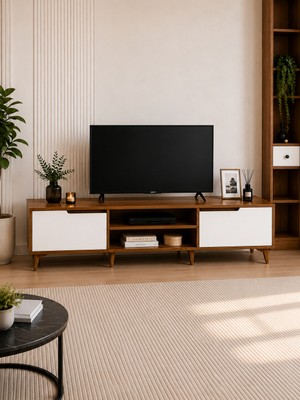Loviano 180 cm Tv Ünitesi 2 Kapaklı Atlantik Çam - Beyaz
