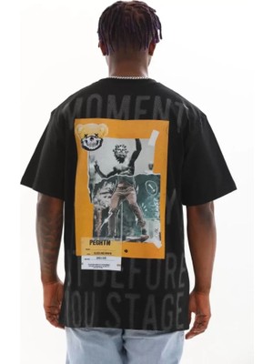 Modi Unisex Baskılı Oversize T-Shirt - Siyah