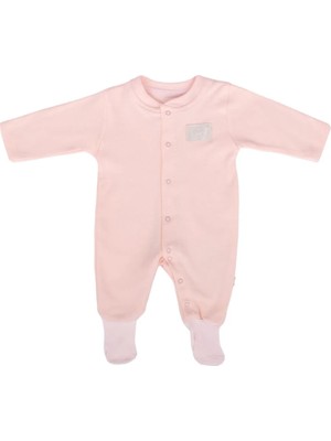 Bebegen Kız Bebek Somon Sade Çıtçıtlı Kendinden Çoraplı Tulum