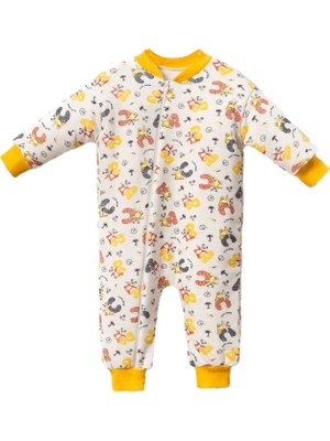 Bebegen Unisex Sarı Biyeli Harf Baskılı Uyku Tulumu