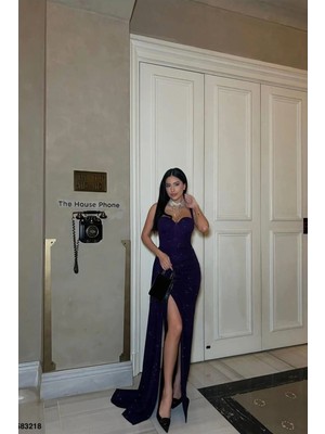 SS Home Concept Kadın Tasarım Krep Kumaş Straplez Abiye Elbise