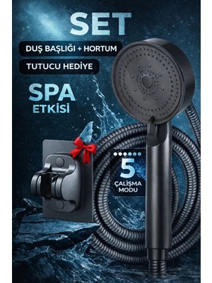Suvia Duş Başlığı Seti Spa Etkili | 5 Mod | Masajlı | Hortum + Tutucu Hediyeli