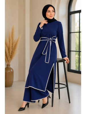 Missvalle Çoban Dikişli Kemerli Takım Indigo 19365