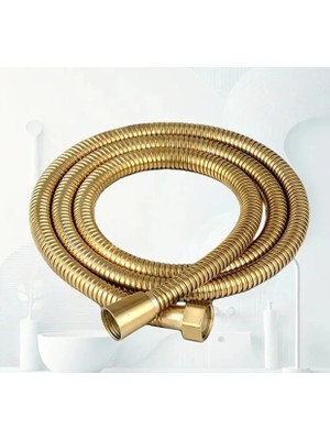 Suvia Gold 150 cm Paslanmaz Çelik Esnek Sızdırmaz Duş Hortumu Uzun Ömürlü Dayanıklı Banyo Duş Seti