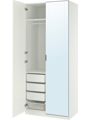 Hobiurun PAX gardırop, beyaz-aynalı cam, 100x60x236 cm