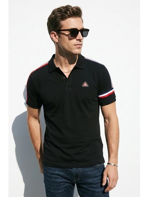 Tommy Crosse Erkek Regular %100 Pamuklu Kol Şeritli Polo Yaka Tshirt