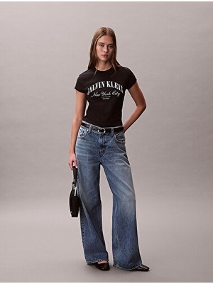 Calvin Klein Kadın Ss Baby Logo Grafik Detaylı T-Shirt