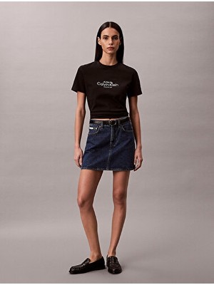 Calvin Klein Kadın Ss Classic Logo Grafik Detaylı T-Shirt