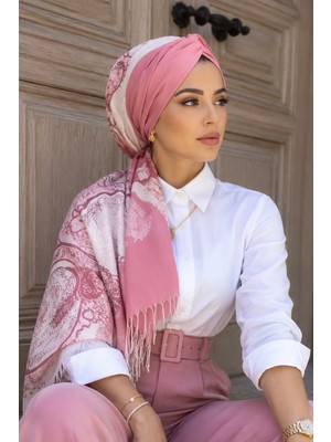 Aişe Tesettür Pudra Desenli Dijital Baskı Hazır Şal - 50610