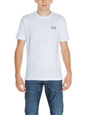 Ea7 Erkek Beyaz Bisiklet Yaka T-Shirt