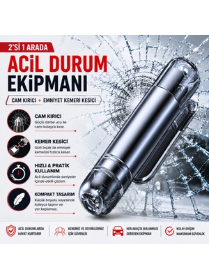 Coofbe Araç Acil Durum Kiti 2'si 1 Arada Cam Kırıcı ve Emniyet Kemeri Kesici Taşınabilir Oto Güvenlik Aparatı