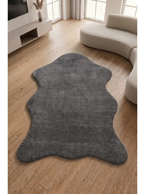 Colore Home Puffy Antrasit Post Halı Koyu Renk Yumuşak Peluş Halı