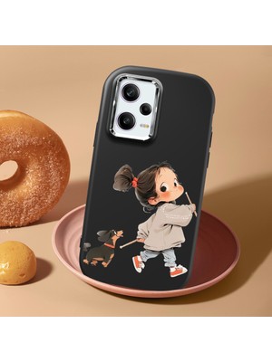 HONTINGA Redmi Note 12 Pro Speed ile Uyumlu Kılıf Kamera Korumalı Düşüme Önleyici Kamera Koruyucu Siyah Yumuşak Silikon Sevgili Çift Telefon Kılıfı Kız Kılıf Desenli K4-0503