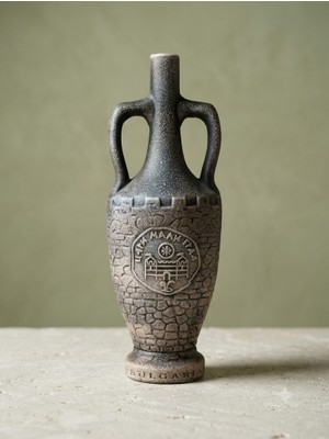 Hureggo Vintage Bulgaristan Tsarevets Kalesi Kabartmalı Otantik Seramik Vazo / Amfora (32 Cm)