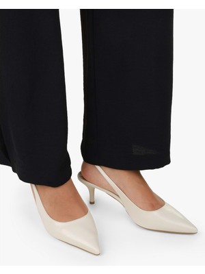 Shoeberry Kadın Kaven Ekru Cilt Mini Topuklu Stiletto
