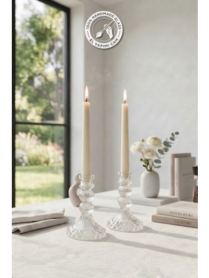 Glamis Selen Concept Linea Model Cam Şamdan & Mumluk Orta Boy 2'li Set