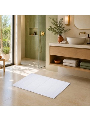 Dora Kaydırmaz Taban Beyaz Banyo Paspası - 50X80 cm