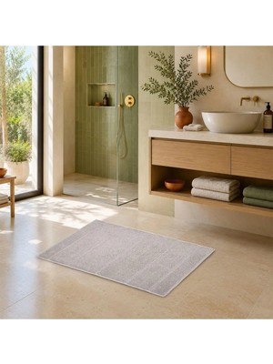 Dora Kaydırmaz Taban Bej Banyo Paspası - 50X80 cm