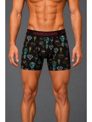 Brem Handsome Pizza Burger Desenli Erkek Boxer