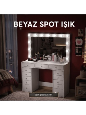 Rani BJ196 Makyaj Masası 13 Çekmeceli Takı Düzenleyici Beyaz