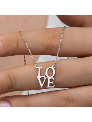 Alyansevim Love Yazılı 925 Gümüş Kolye
