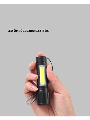 Eldenör Ultra Dayanıklı 4 Mod Şarjlı Işıldak | Suya ve Darbeye Dayanıklı | 100.000 Saat LED Ömrü