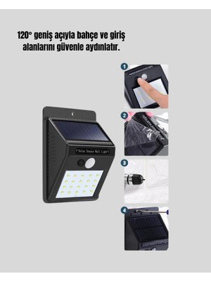 Solar Enerjili 20 LED Hareket Sensörlü Duvar Lambası Diğer