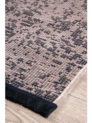 Evoris Bej Şönil Kilim Saçaklı Tozumayan Makinede Yıkanabilir Kaymaz Taban Halı Yolluk
