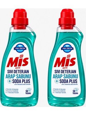 Mis Matik Sıvı Çamaşır Deterjanı Arap Sabunu + Soda Etkili 1.5 Lt 2 Adet