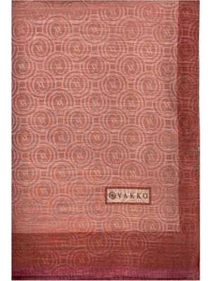 Vakko  Pamuk Ipek Şeritli Monogram Şal 041728-SOMON