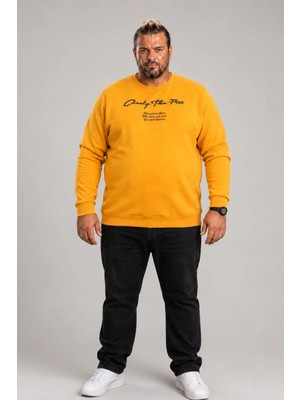 Moc Grande Mocgrande Erkek Büyük Beden Sıfır Yaka Sweat Only Free 23202 HARDAL