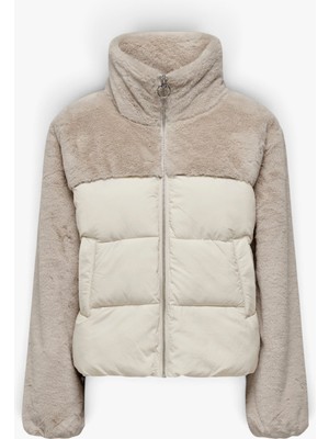Only Onlwanja Fur Puffer Mıx Jacket Noos Otw Kadın Bej Mont - 15292945