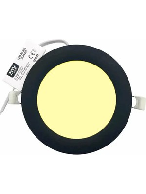 ZMR 9W Siyah Kasa Sıvaaltı Yuvarlak Panel LED Armatür 3000K Günışığı 765 Lm