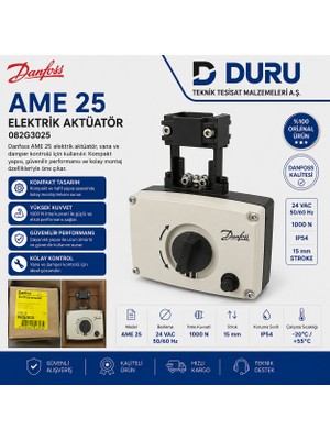 Danfoss Ame 25 Elektrikli Vana Motoru Aktüatör 24V 1000N 15 mm IP54 – 082G3025