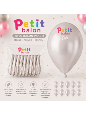 Gemar 10'lu Metalik Inci Beyazı Balon (A Kalite)