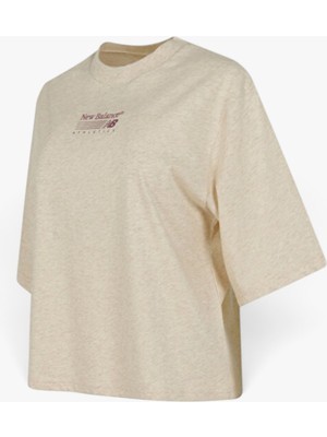 New Balance Nb Lıfestyle Women T-Shırt Kadın Bej Melanj T-Shirt - WNT3651