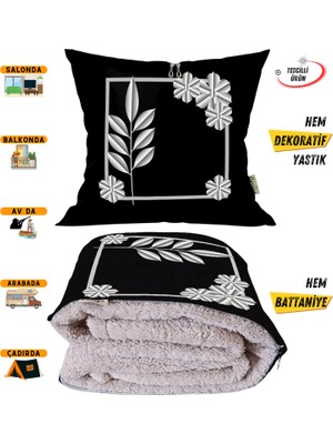 Caisya Home Modern Desenli Opsiyonel Battaniyeli Yastık Dekoratif Kırlent 38 x 38 cm