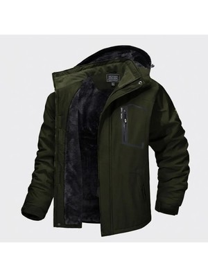 MACSYLEN Su Ve Rüzgar Geçirmez Shoftshell Içi Kürklü Mont Haki 2XL
